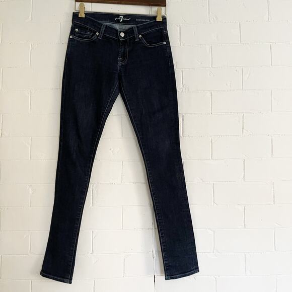 7 FOR ALL MANKIND Roxanne Dark Wash Mid Rise Skinny Jeans 26 - Picture 2 of 10